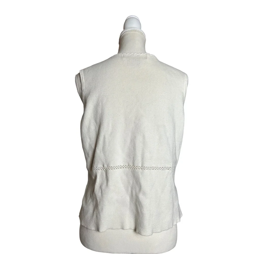 Gloria Vanderbilt Women's White‎ Knit Tank Top Coquette Festival Boho Cotton L - Picture 2 of 5